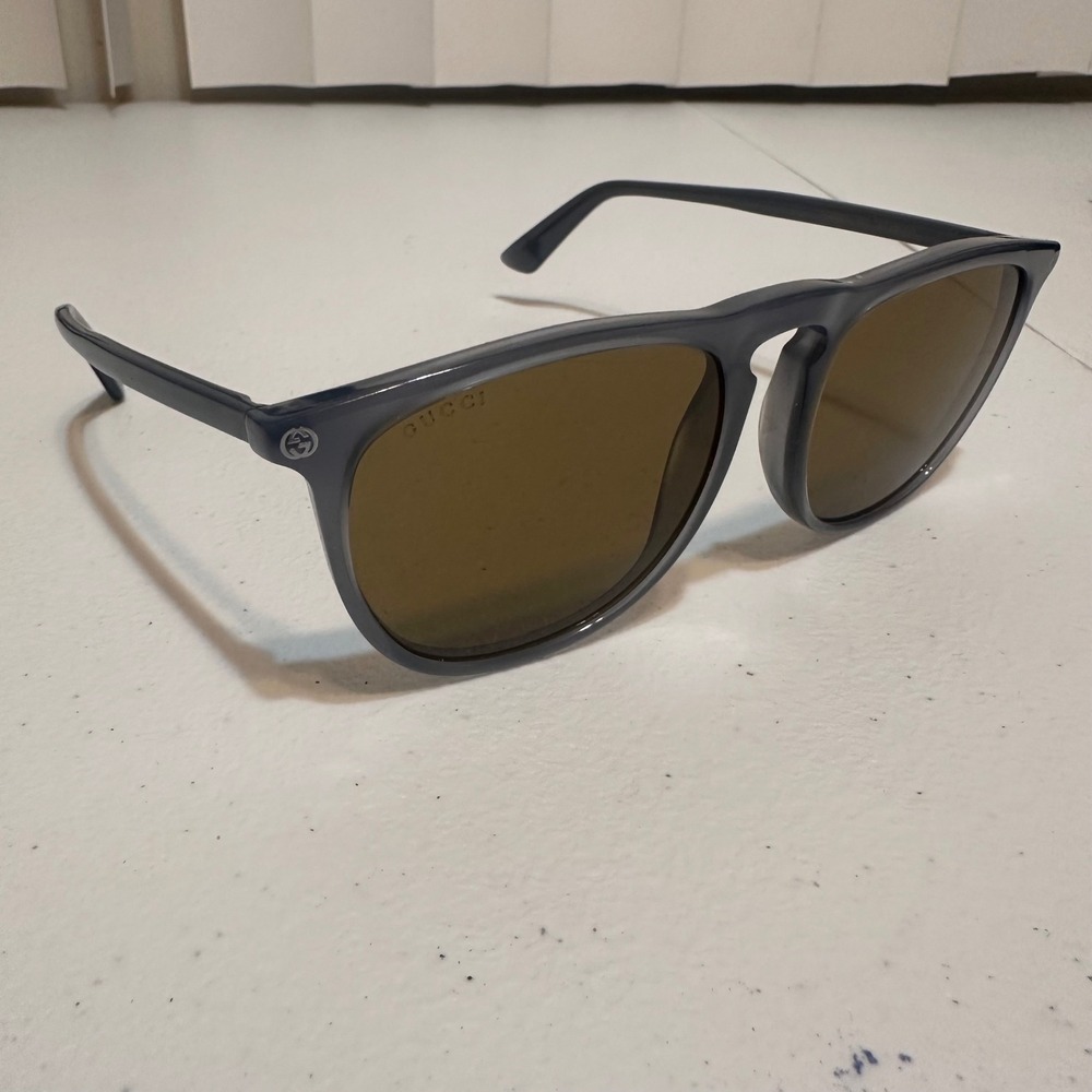 Gucci Sunglasses 53mm Grey GG0120S Bee Detail Square Frame Brown Lens